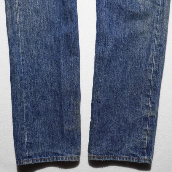 Levi’s Distressed 501 Button Fly Blue Jeans 30x32 100% Cotton - Picture 15 of 16